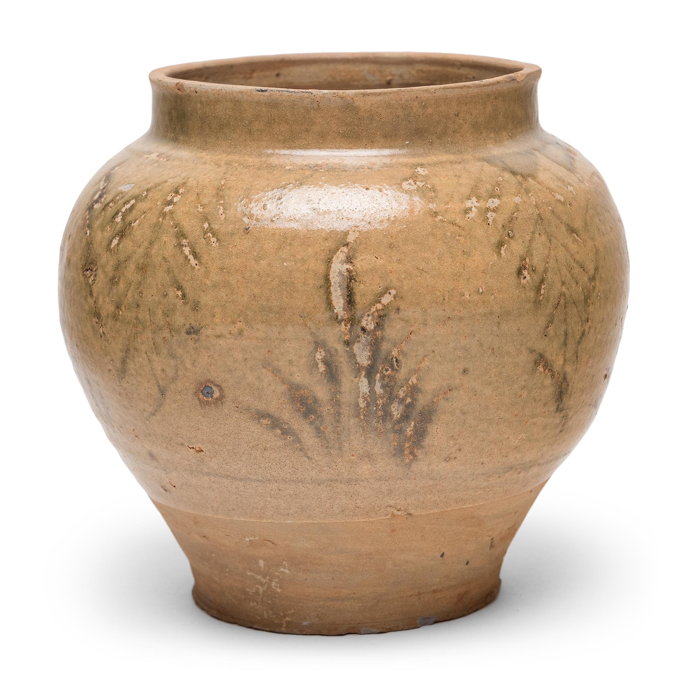 Chinese Ming Cobalt Brushed Storage Jar, c. 1500 In Good Condition For Sale In Chicago, IL