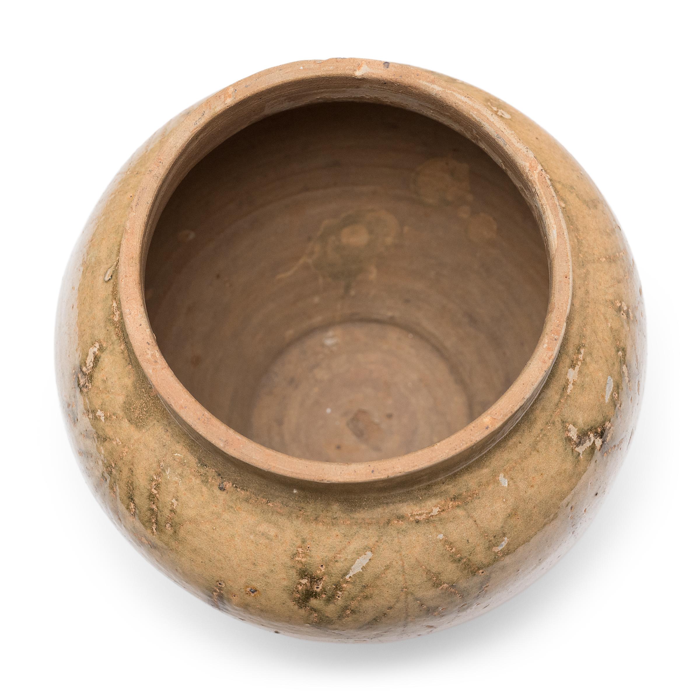 18th Century and Earlier Chinese Ming Cobalt Brushed Storage Jar, c. 1500 For Sale