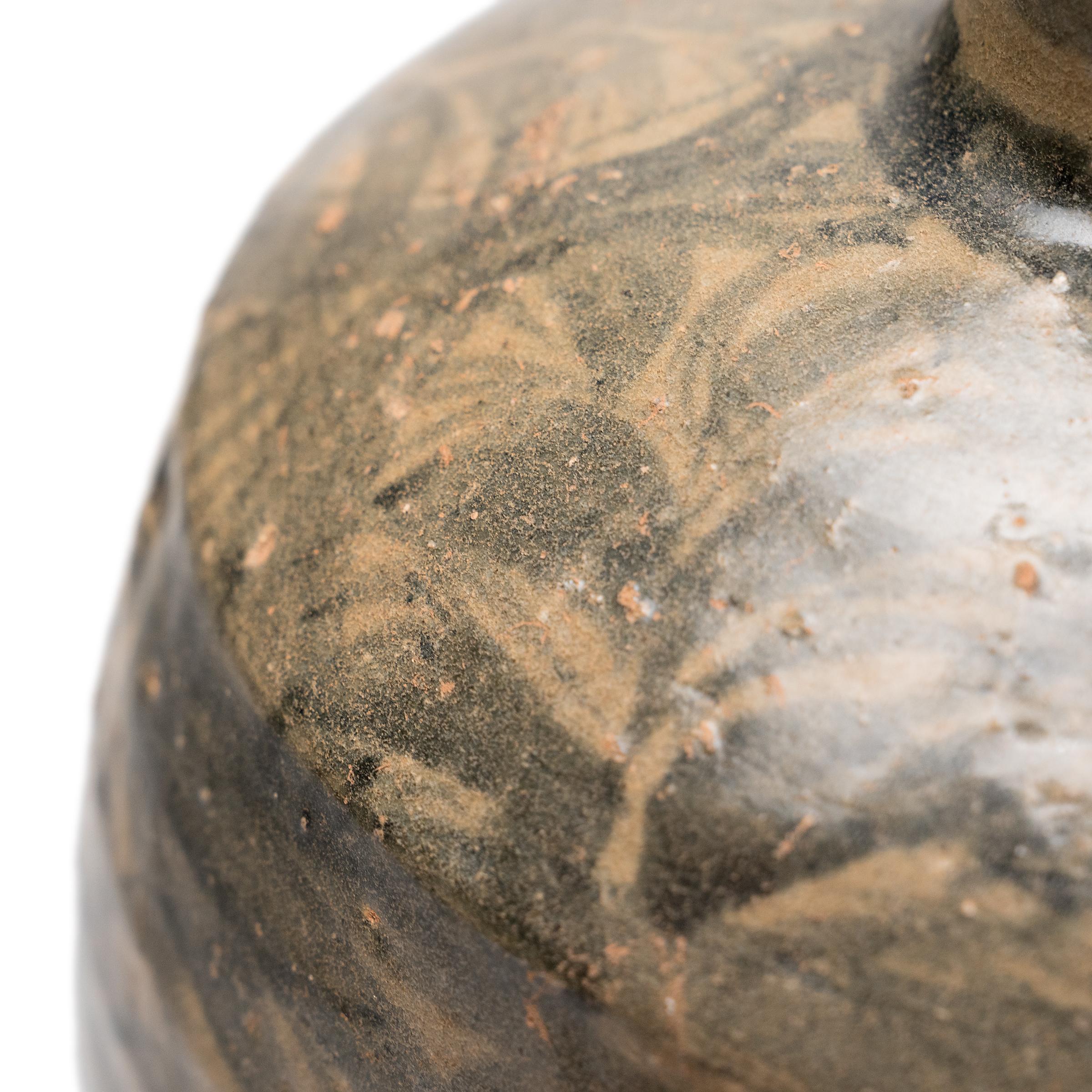 18th Century and Earlier Chinese Ming Cobalt Brushed Wine Bottle, c. 1550 For Sale