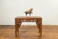 Chinese Ming Design Glazed Terracotta Tricolor Prancing Horse Sculpture on Base