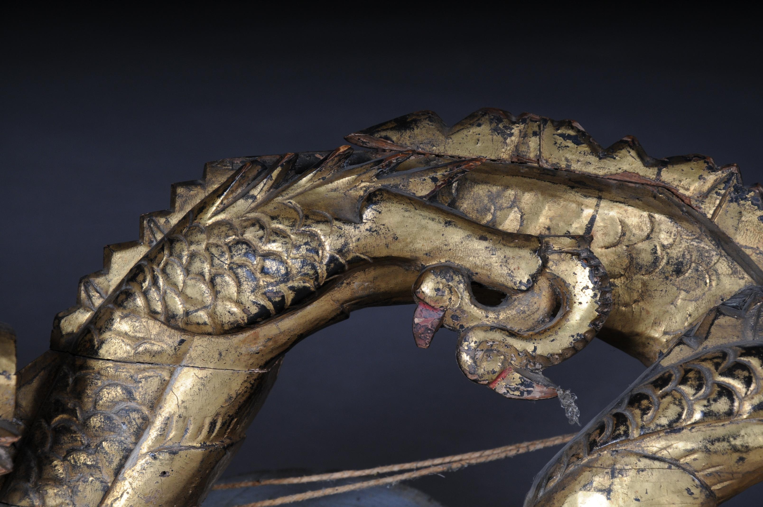 Chinese Ming Dragon, Wall Decoration/Supraporte, Gilded Wood For Sale 1