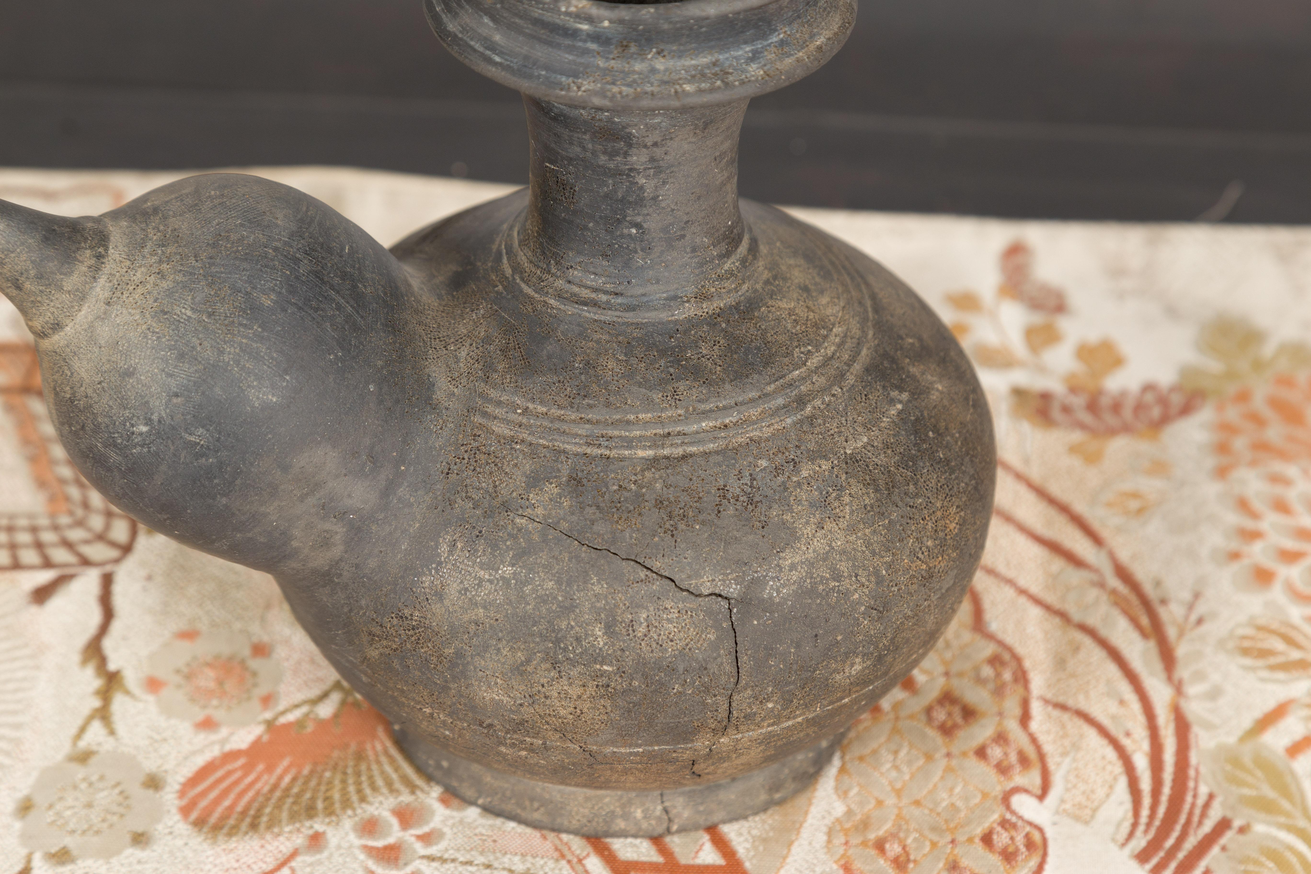 18th Century and Earlier Sukhothai 17th Century Earthenware Ewer Kendi Ritual Water Vessel