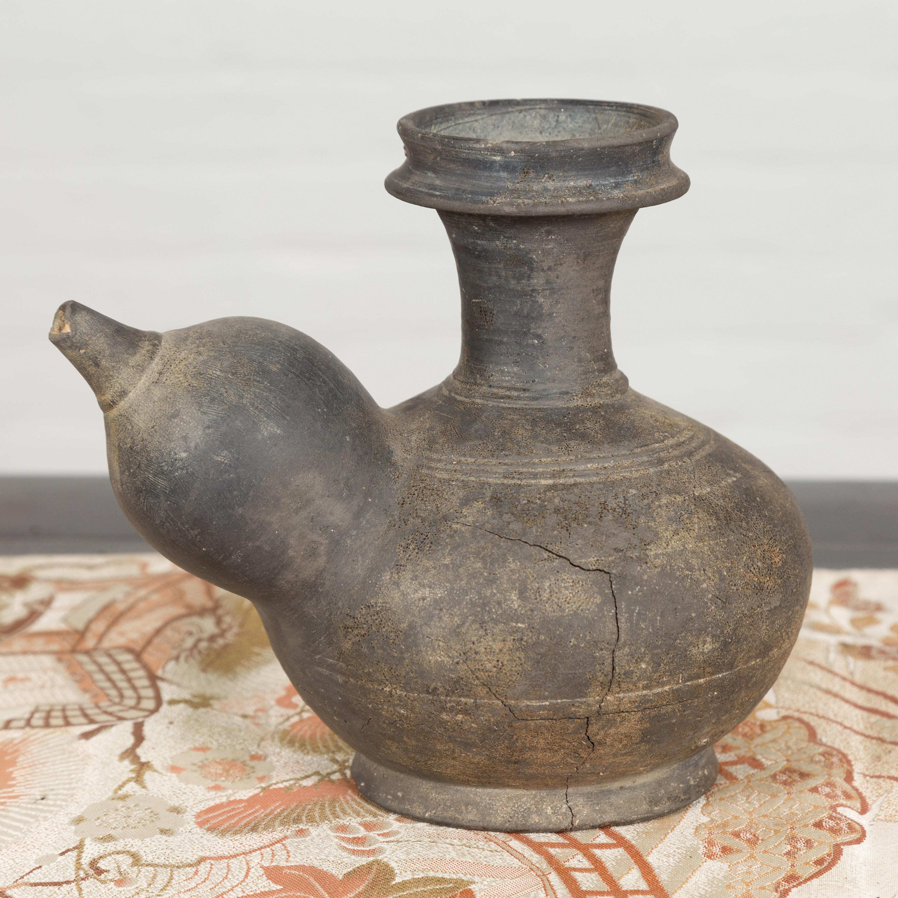 Sukhothai 17th Century Earthenware Ewer Kendi Ritual Water Vessel 2