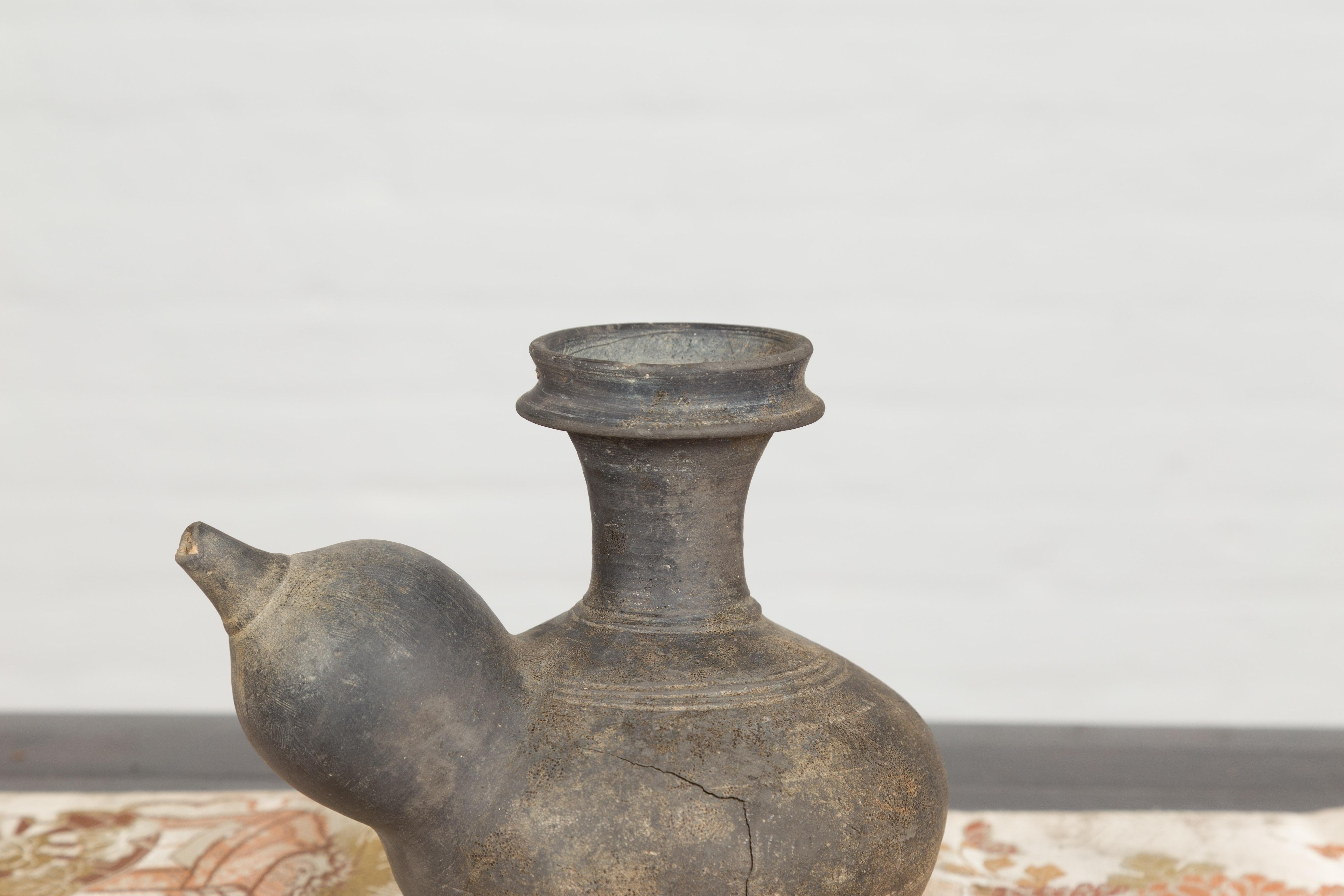 Sukhothai 17th Century Earthenware Ewer Kendi Ritual Water Vessel 3