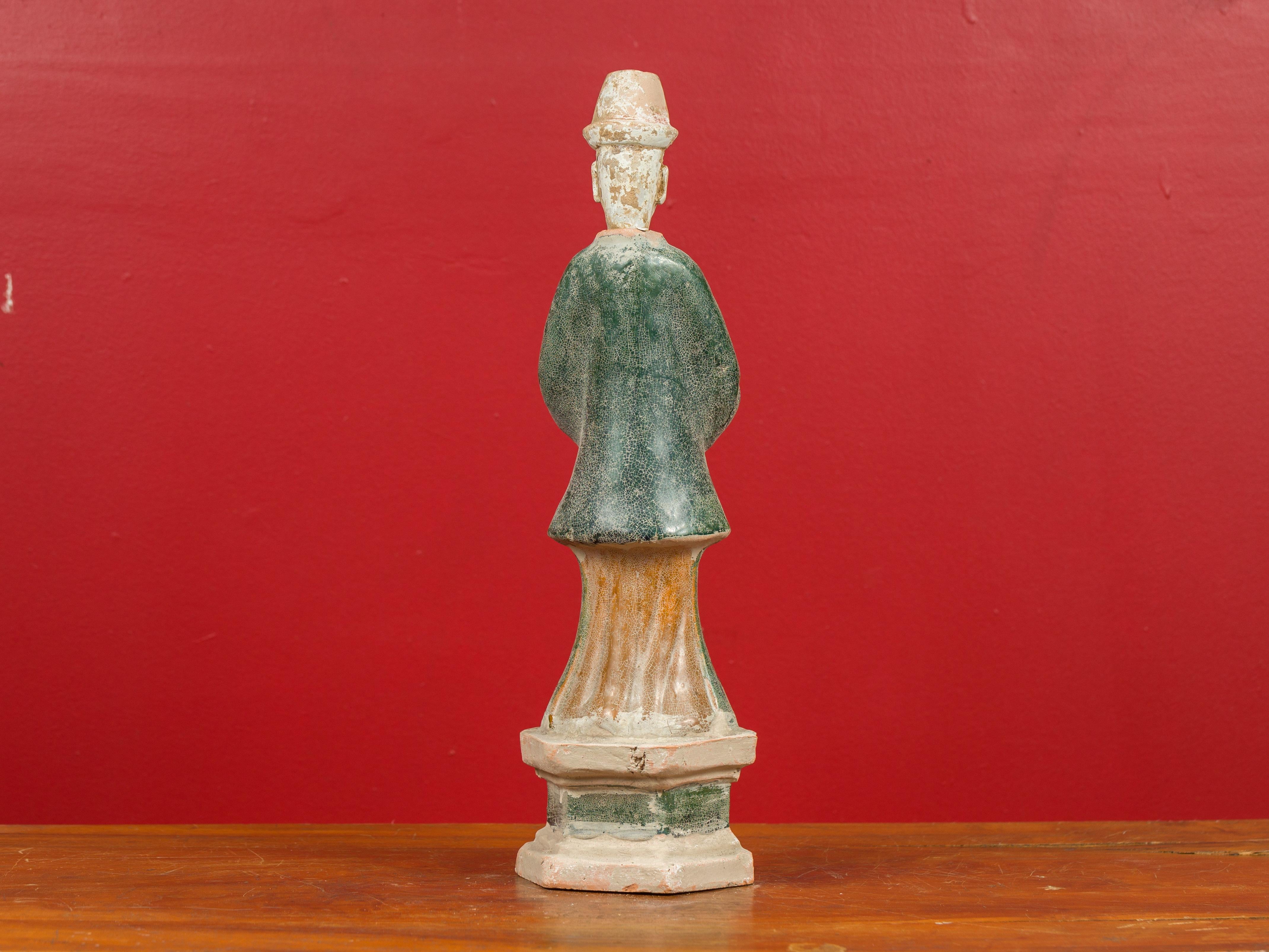 Chinese Ming Dynasty 17th Century Glazed Terracotta Statue of an Official 6