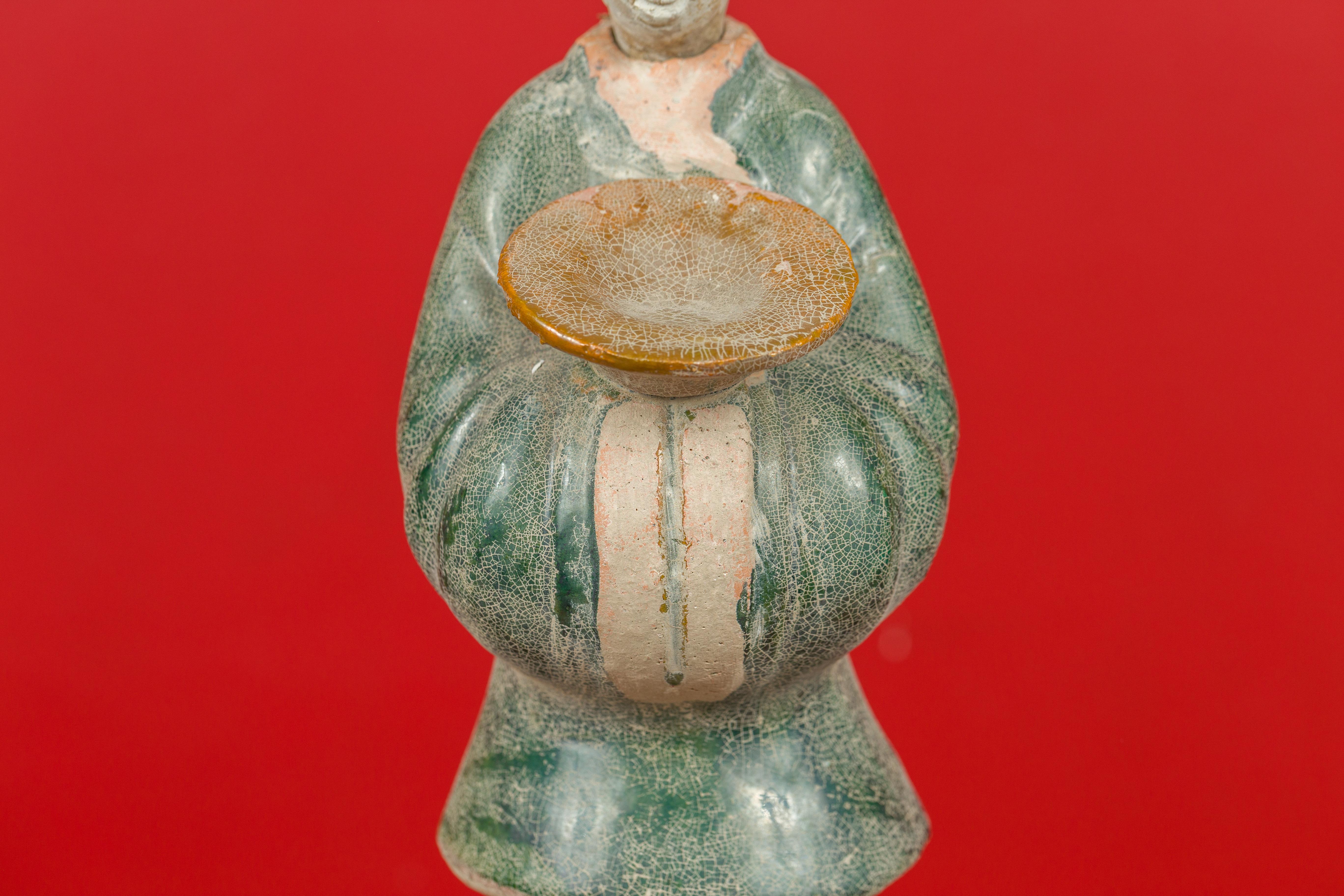 18th Century and Earlier Chinese Ming Dynasty 17th Century Glazed Terracotta Statue of an Official