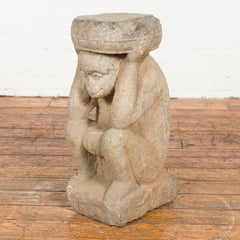 Chinese Ming Dynasty 17th Century Hand Carved Stone Monkey Temple Sculpture