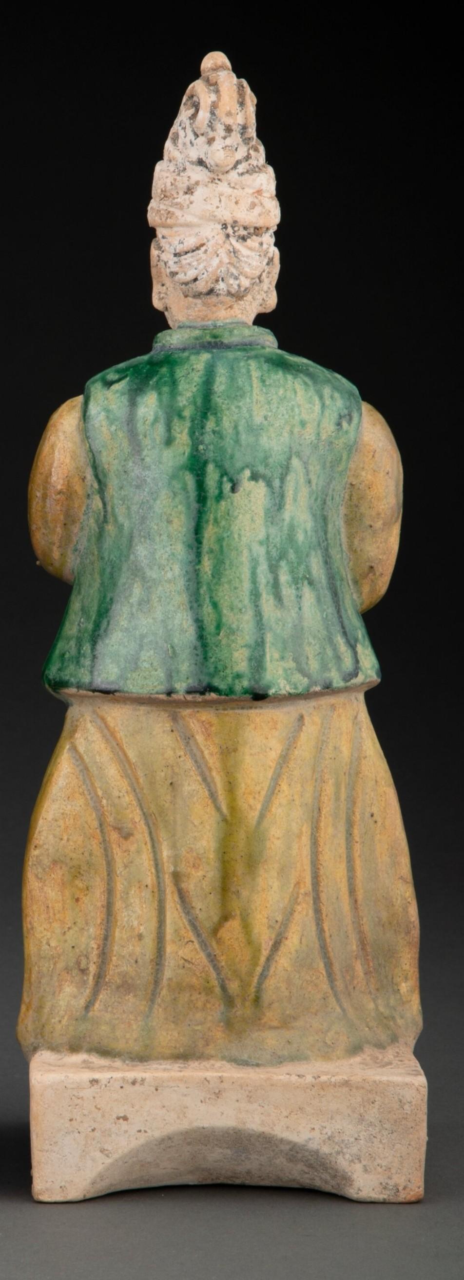 Chinesisch Ming Dynasty Antike Sancai glasiert Attendants Grab Figur Paar im Angebot 2