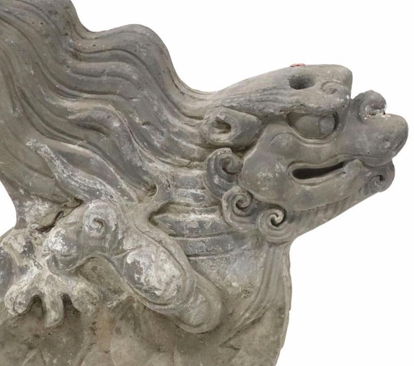 Chinese Ming Dynasty Architectural Terracotta Roof Tile Figure Qilin Foo Dog pr For Sale 8