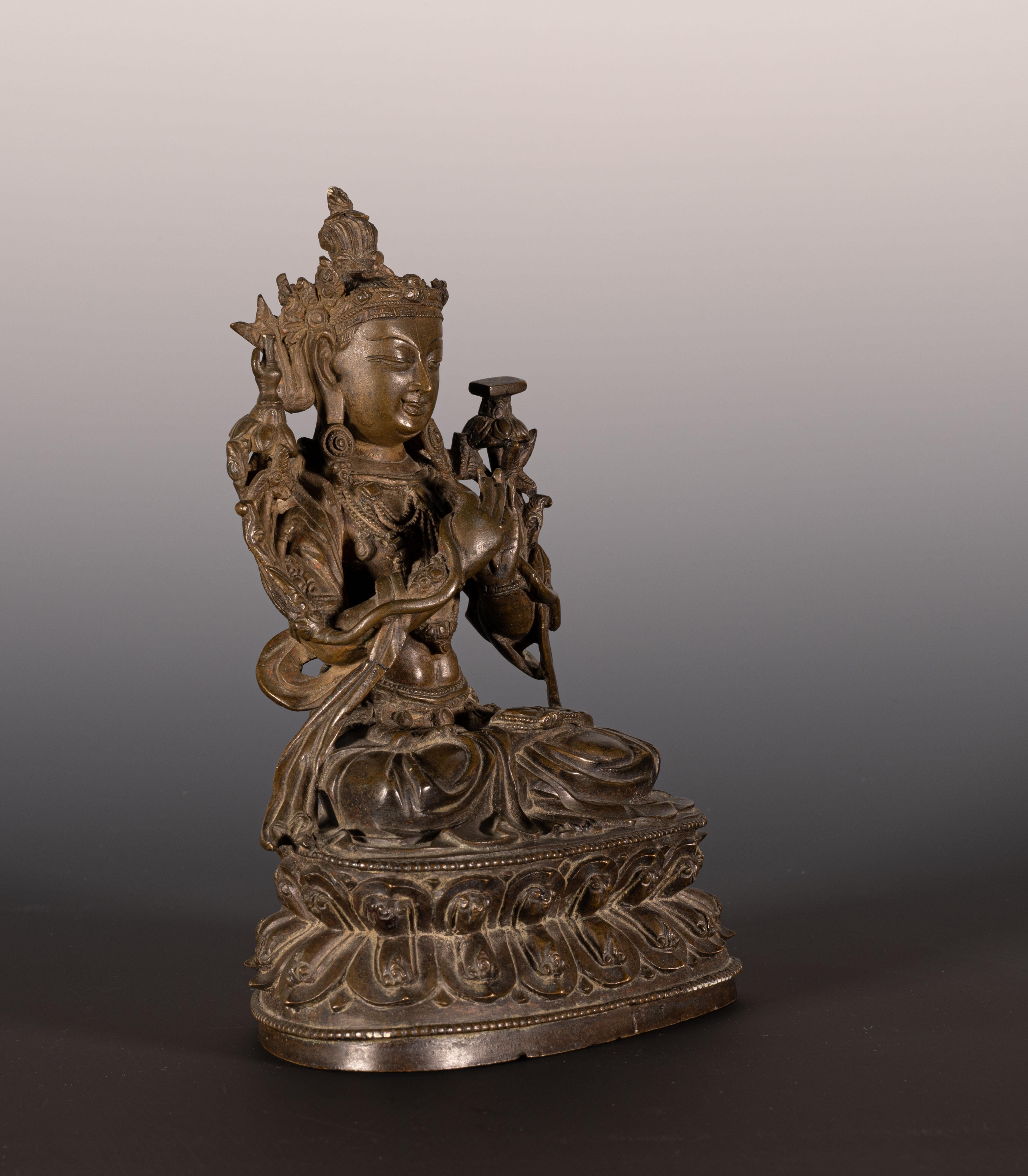 18th Century and Earlier Chinese Ming Dynasty Bronze Buddha of the future Maitreya For Sale