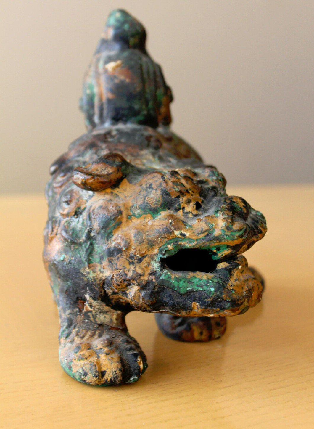 Chinese Ming Dynasty Bronze Buddhist Lion Incense Burner! Tongshi Sculpture Art For Sale 3