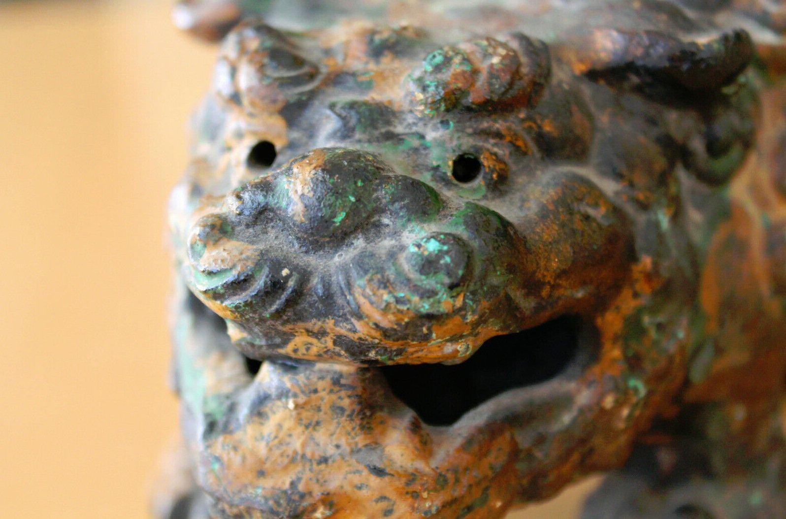 Chinese Ming Dynasty Bronze Buddhist Lion Incense Burner! Tongshi Sculpture Art For Sale 4