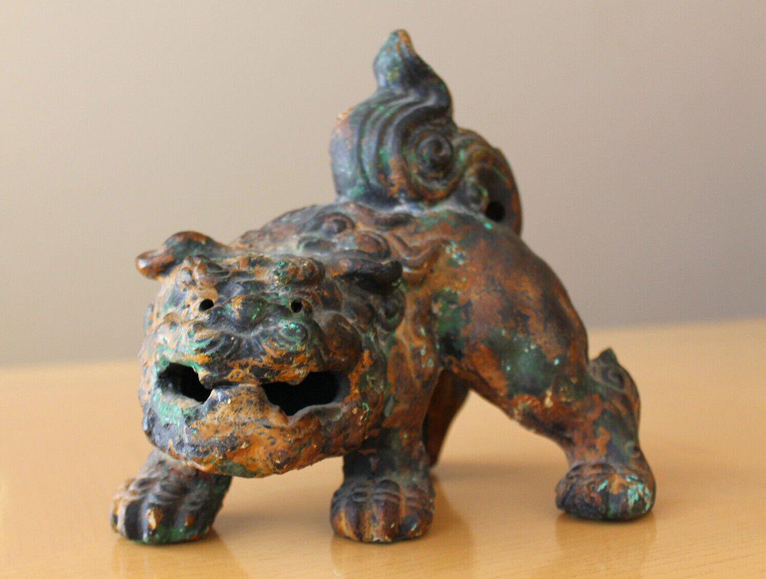 Chinese Ming Dynasty Bronze Buddhist Lion Incense Burner! Tongshi Sculpture Art For Sale 5