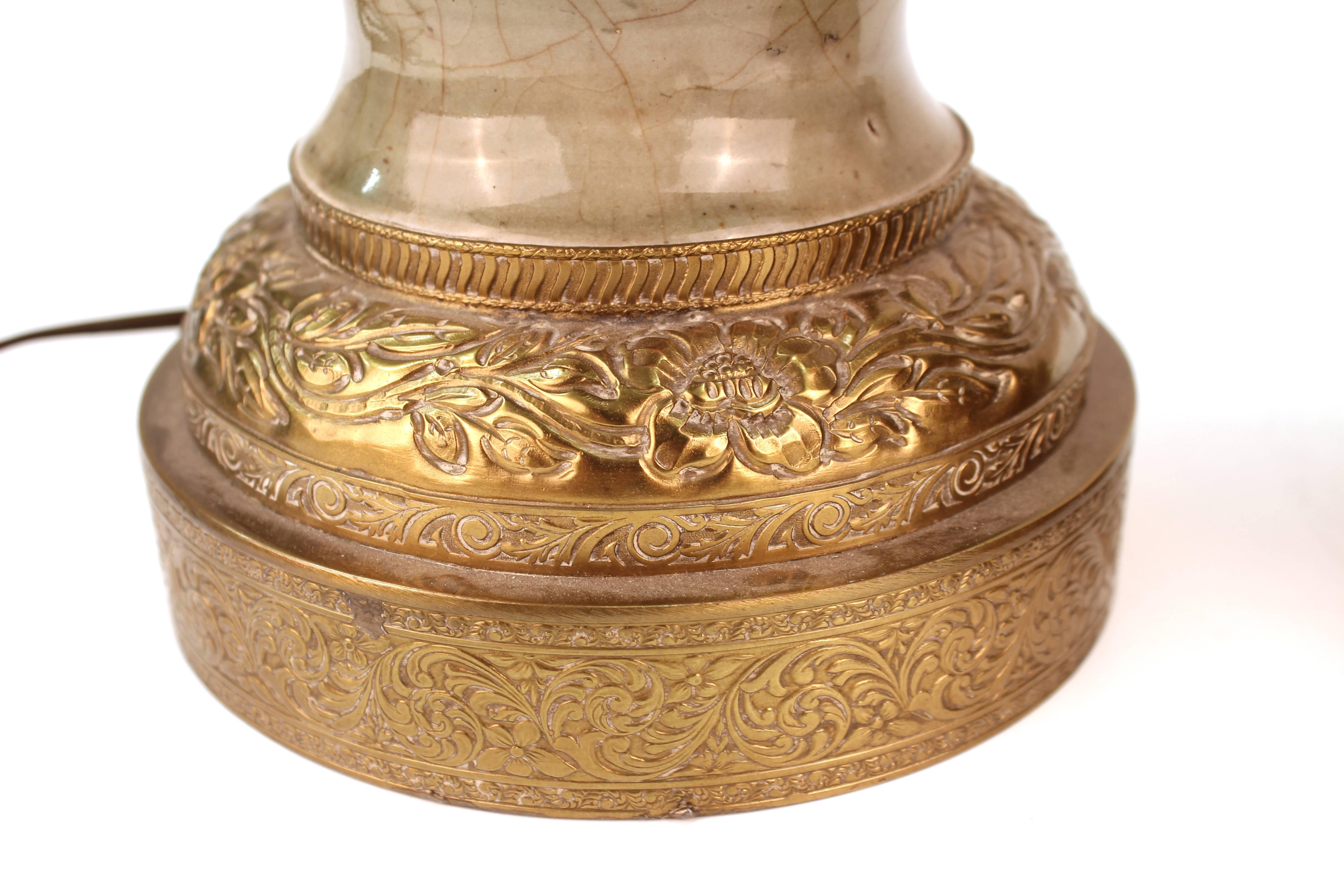 Chinese Ming Dynasty Celadon Porcelain Table Lamps in Shape of Yen Yen Vases 5