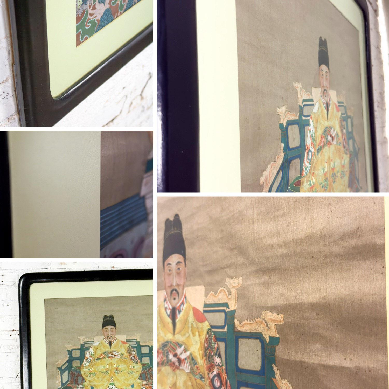 Chinese Ming Dynasty Emperor Yellow Imperial Robe Hand Painted & Framed on Silk For Sale 5