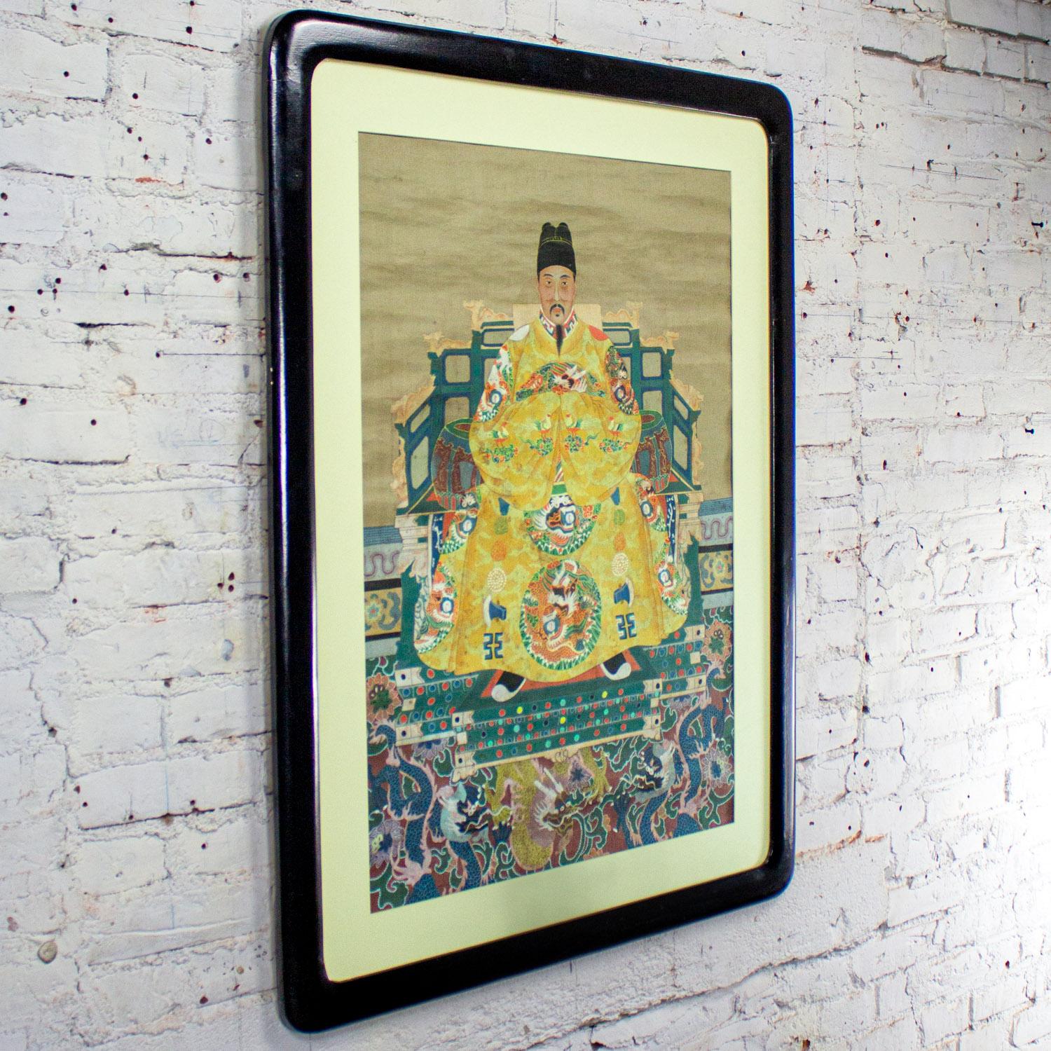 19th Century Chinese Ming Dynasty Emperor Yellow Imperial Robe Hand Painted & Framed on Silk For Sale