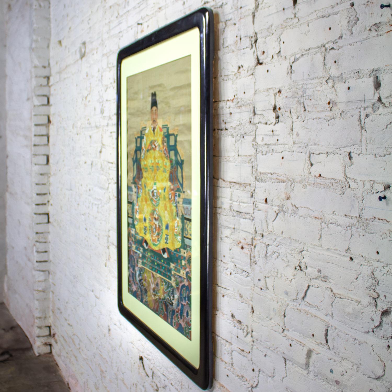 Chinese Ming Dynasty Emperor Yellow Imperial Robe Hand Painted & Framed on Silk For Sale 1