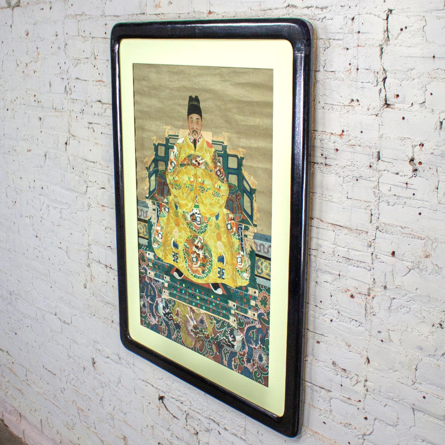 Chinese Ming Dynasty Emperor Yellow Imperial Robe Hand Painted & Framed on Silk For Sale 2