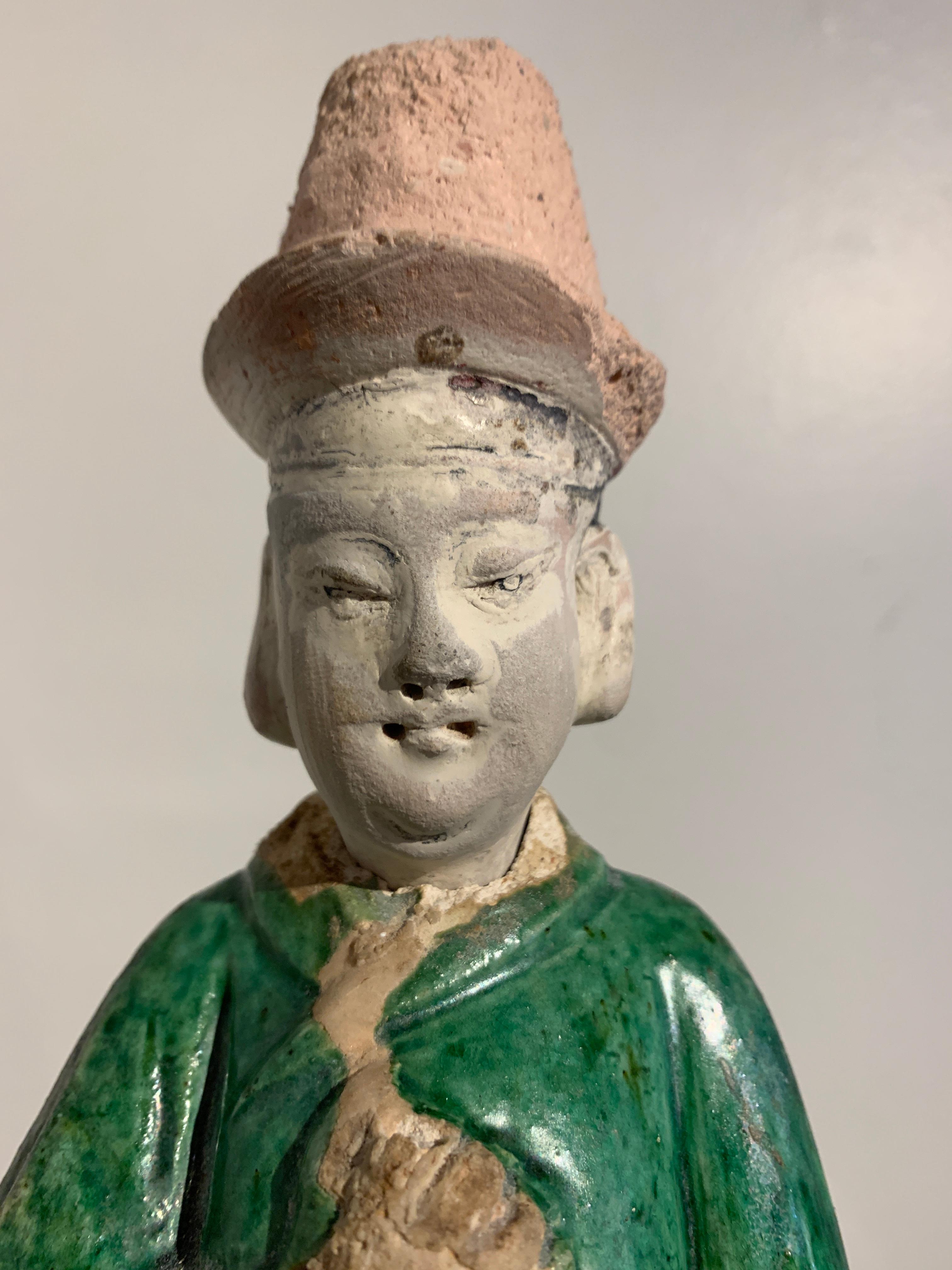 Chinese Ming Dynasty Green Glazed Attendant Figure, 16th-17th Century, China 5