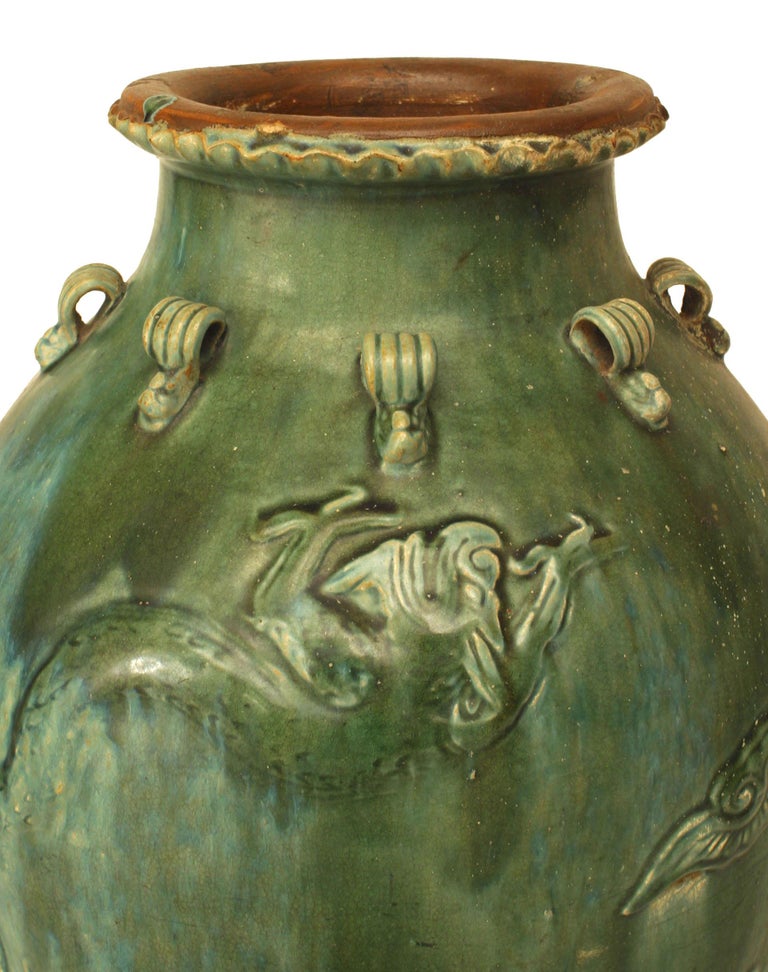 Chinese Ming Dynasty Green Glazed Martavan Vase at 1stDibs