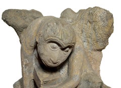 Escultura de Mono de Piedra Tallada a Mano de la Dinastía Ming China con Mono Infante