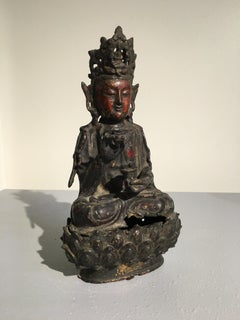 Chinese Ming Dynasty Lacquered and Gilt Bronze Bodhisattva, 17th Century