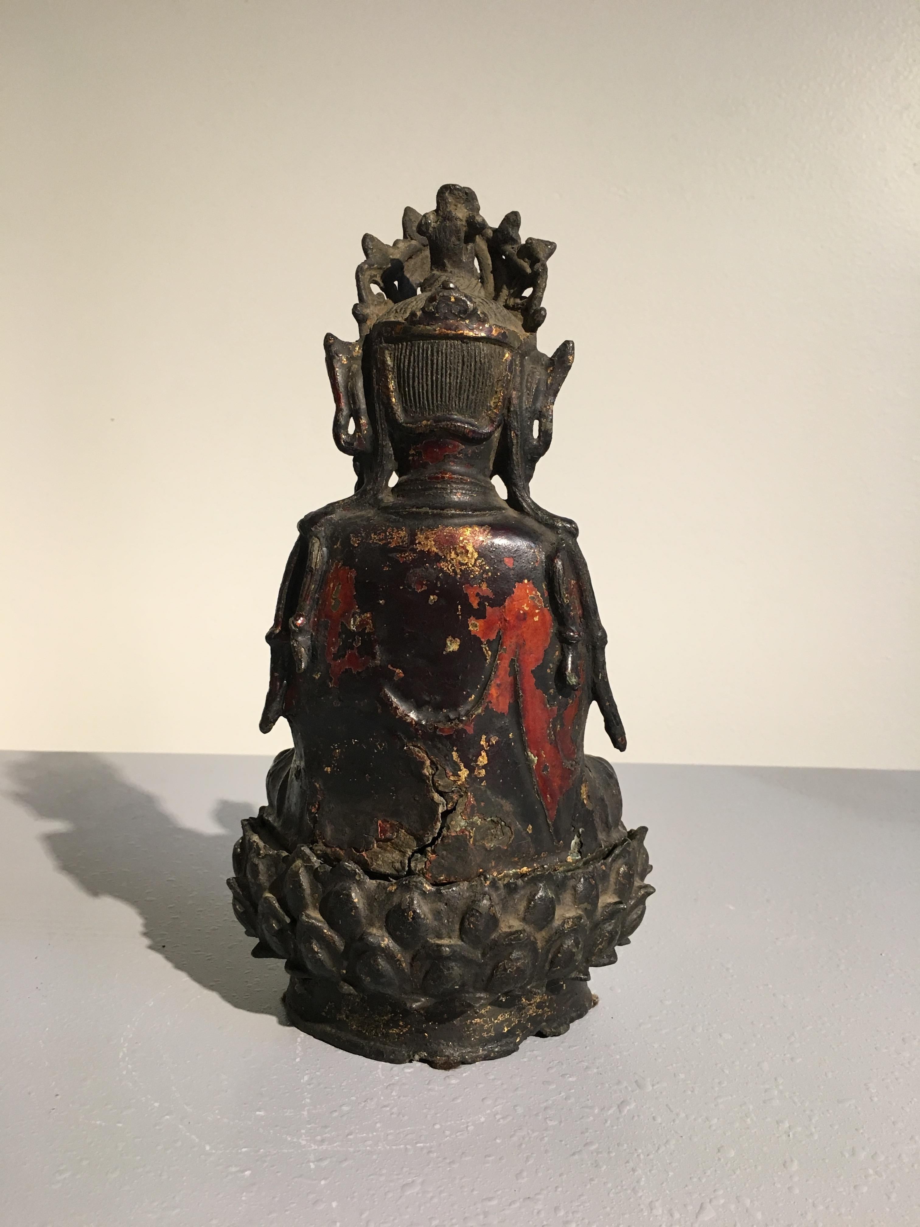 Chinese Ming Dynasty Lacquered and Gilt Bronze Bodhisattva, 17th ...