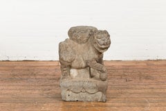 Ming Dynasty Period Male Foo Dog Guardian Lion Hand-Carved Sculpture