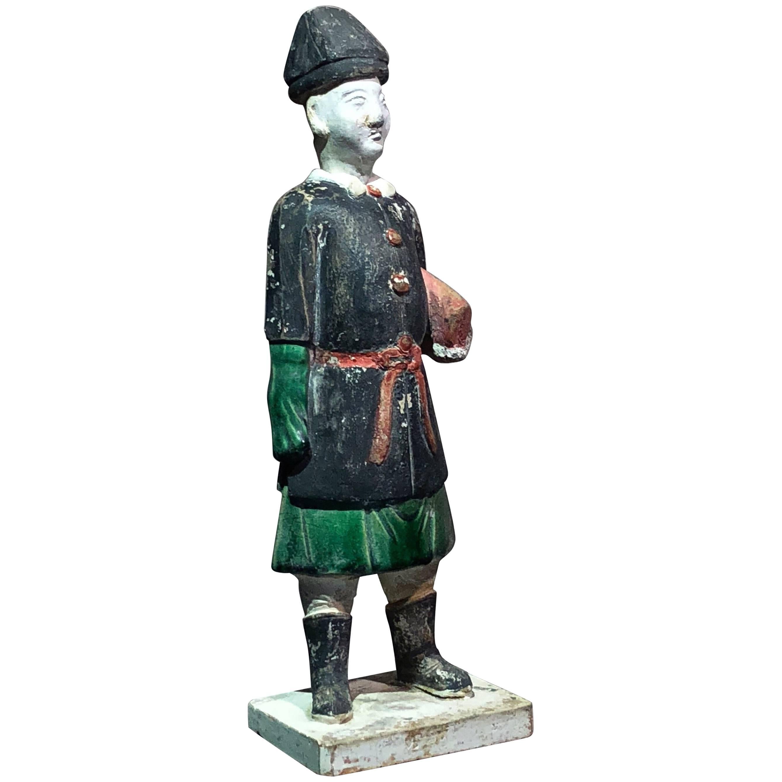 Chinese Ming Dynasty Pottery Official Figure, 17th Century For Sale