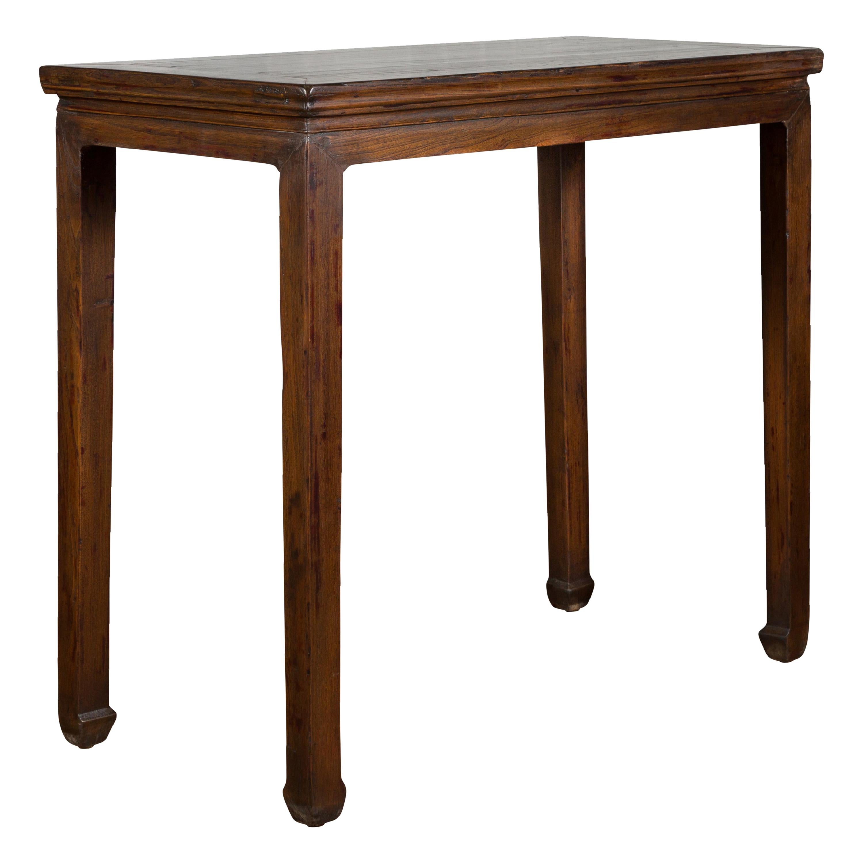 Chinese Ming Dynasty Style 19th Century Waisted Altar Table with Horsehoof Feet