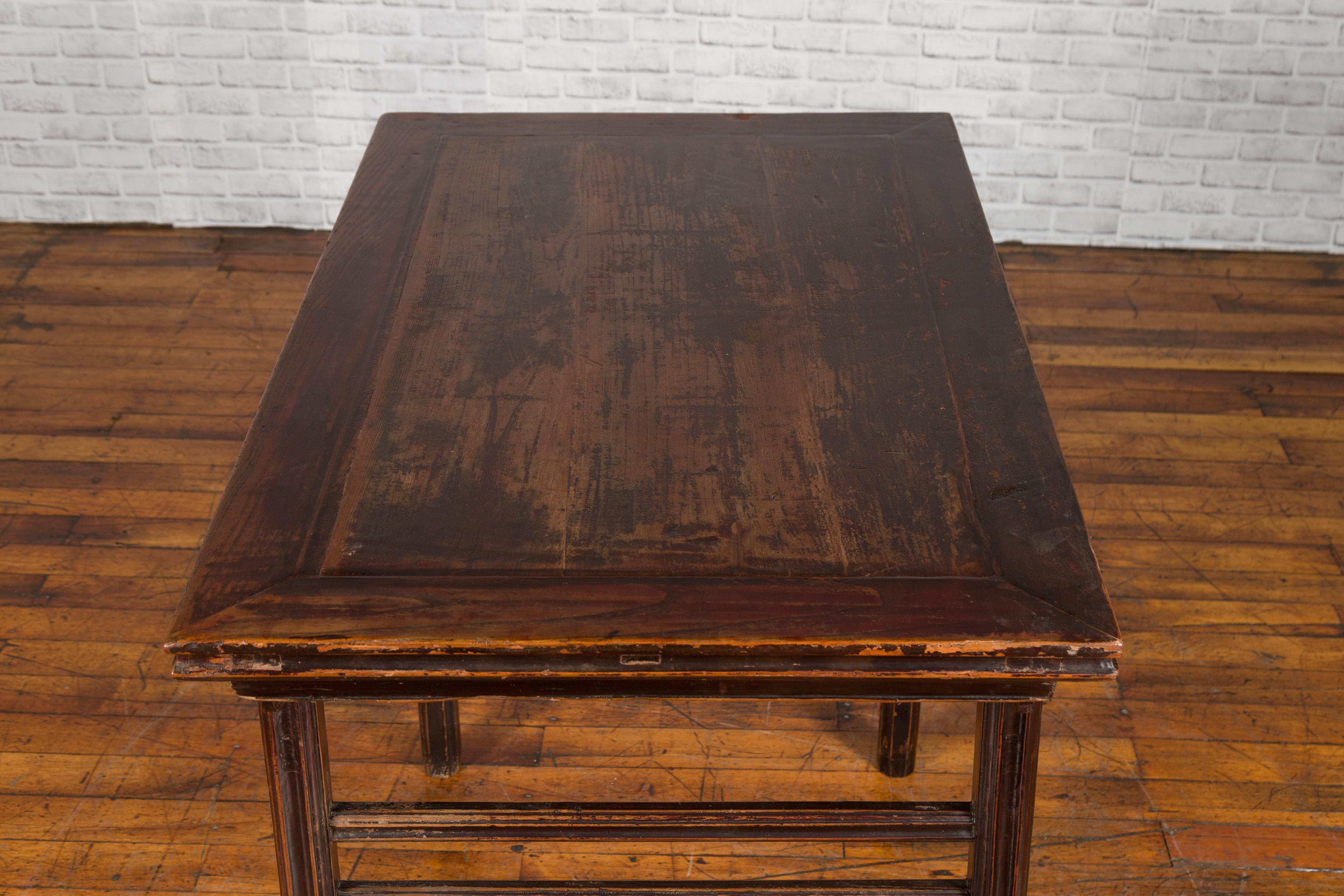 Chinese Ming Dynasty Style 19th Century Wine Table with Carved Cloudy Spandrels 7