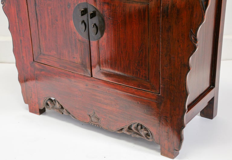 Chinese Ming Dynasty Style Altar Red Lacquered Cabinet For Sale At