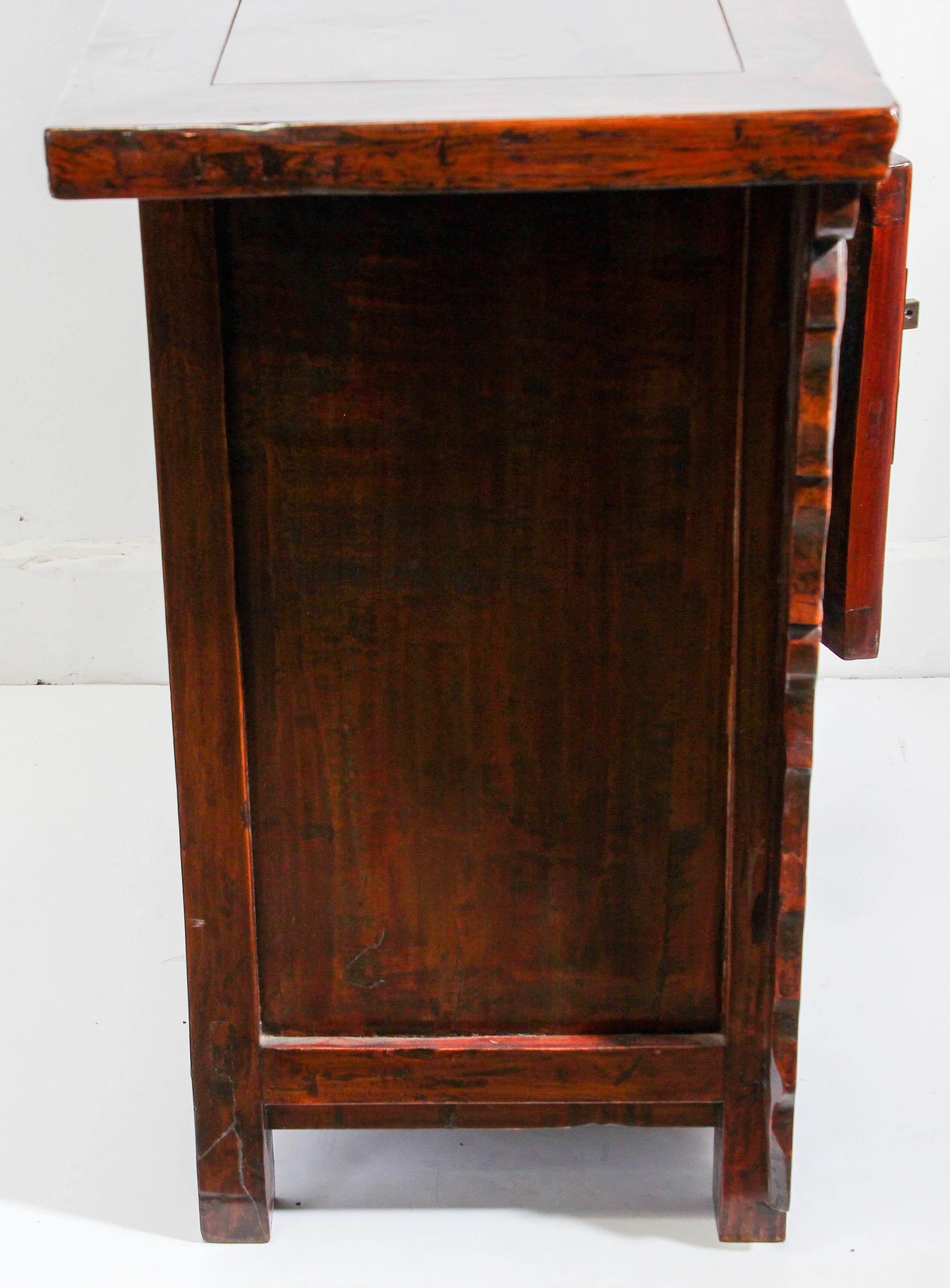 Chinese Ming Dynasty Style Altar Red Lacquered Cabinet For Sale 7