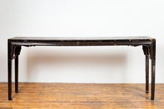 Chinese Ming Dynasty Style Black Lacquered Console Table with Original Patina