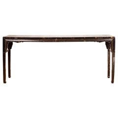 Chinese Ming Dynasty Style Black Lacquered Console Table with Original Patina