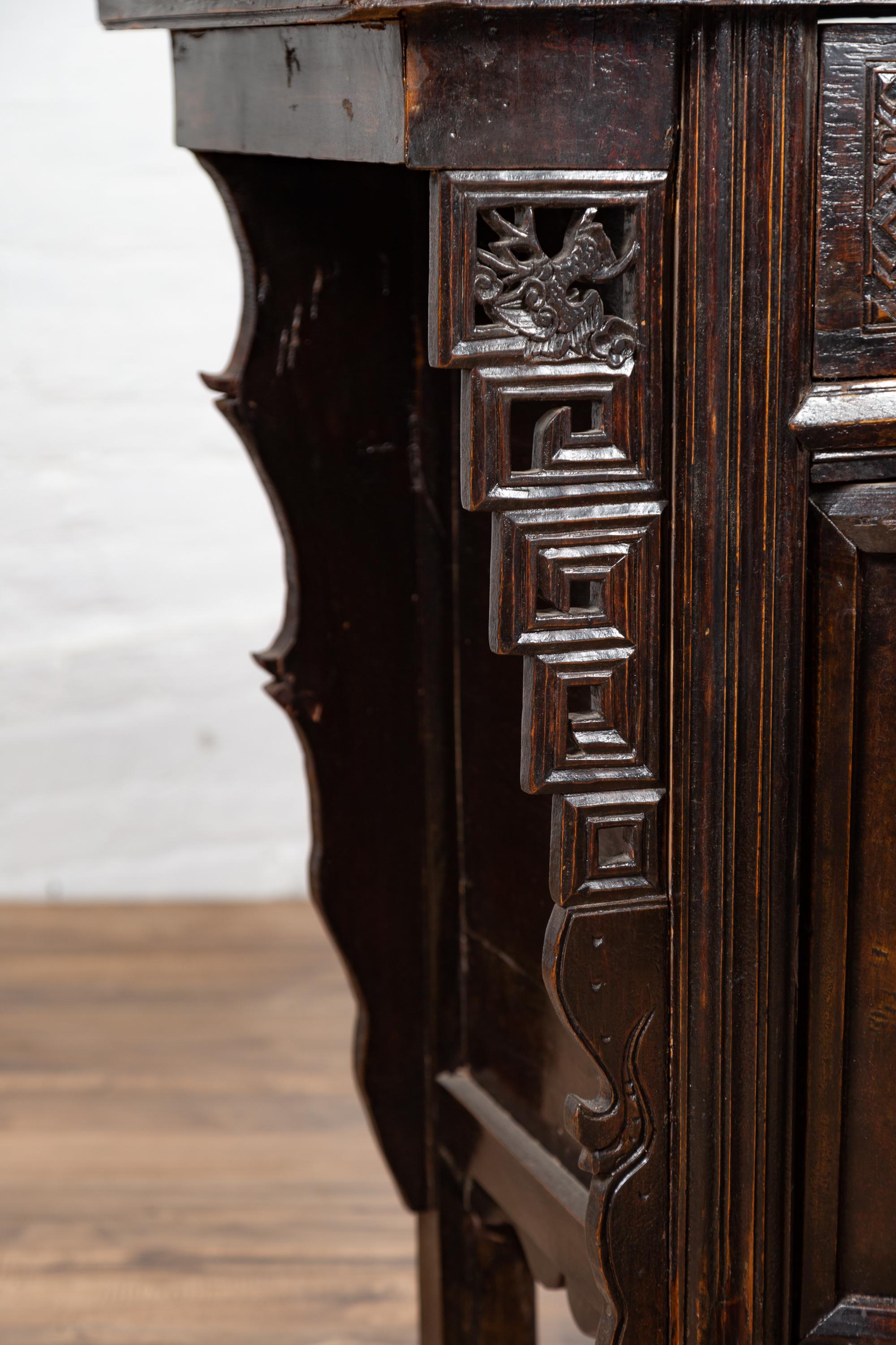 Chinese Ming Dynasty Style Butterfly Cabinet with Carved Spandrels and Doors For Sale 2