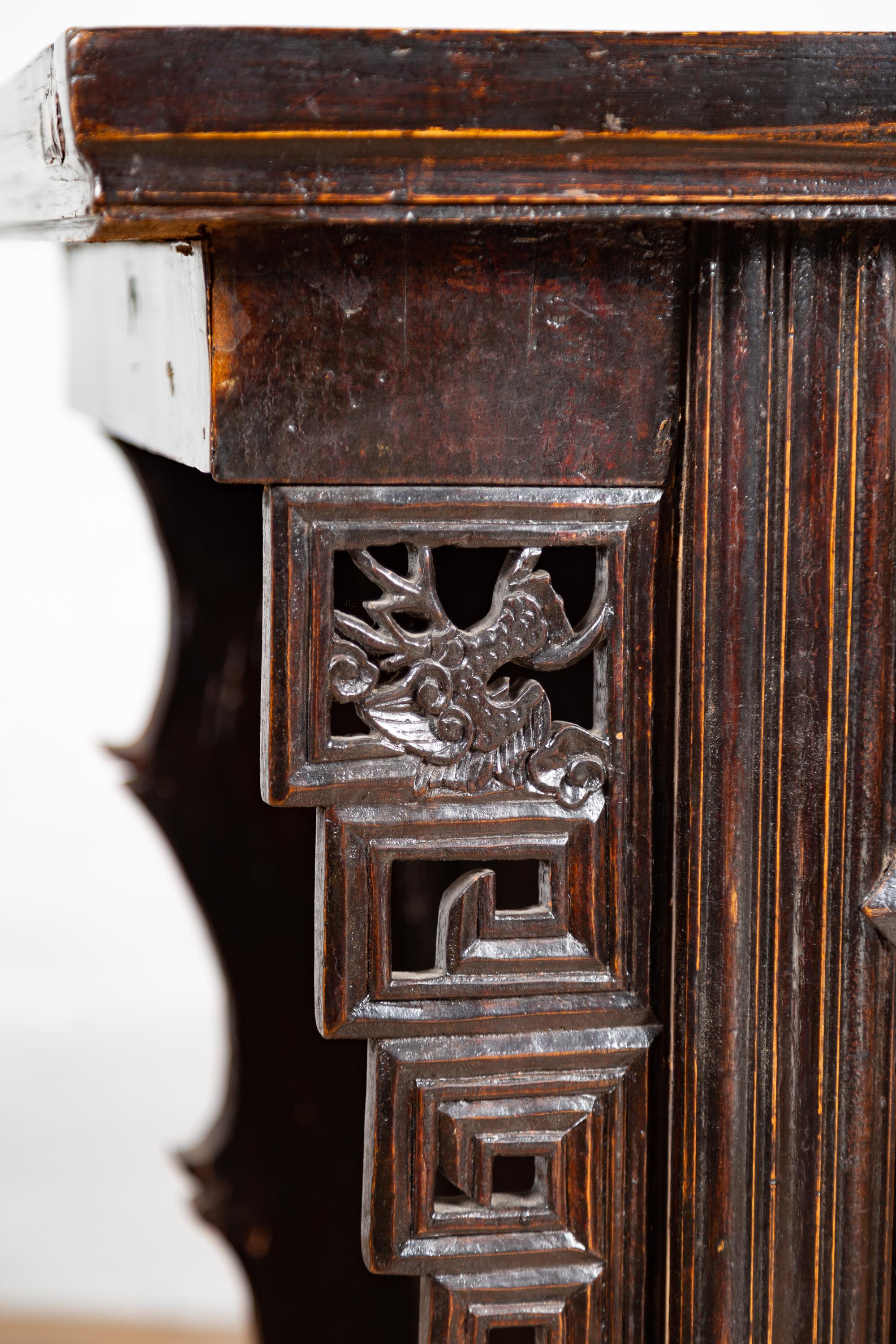 Chinese Ming Dynasty Style Butterfly Cabinet with Carved Spandrels and Doors For Sale 7
