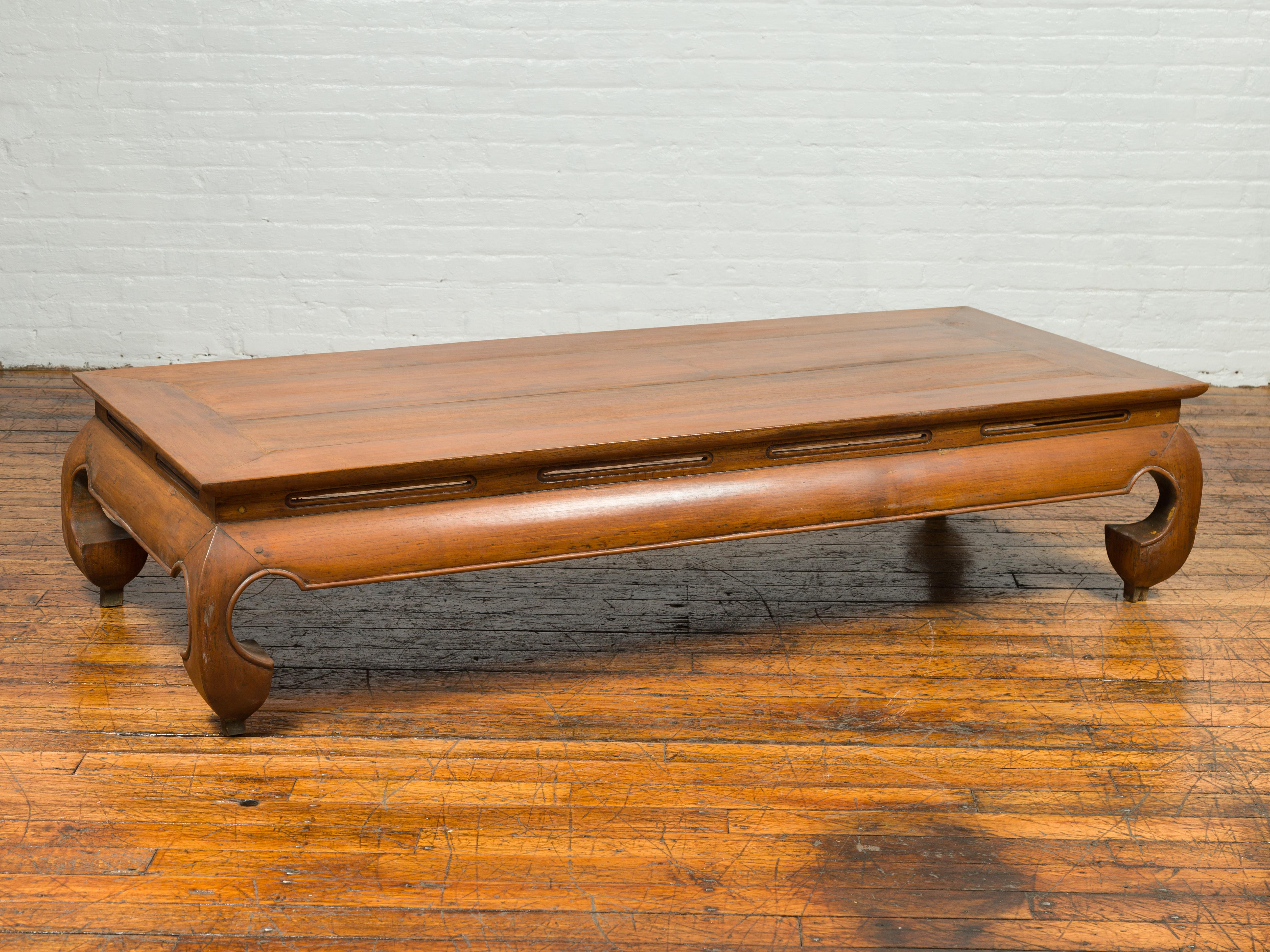20th Century Chinese Ming Dynasty Style Coffee Table with Natural Patina and Chow Legs