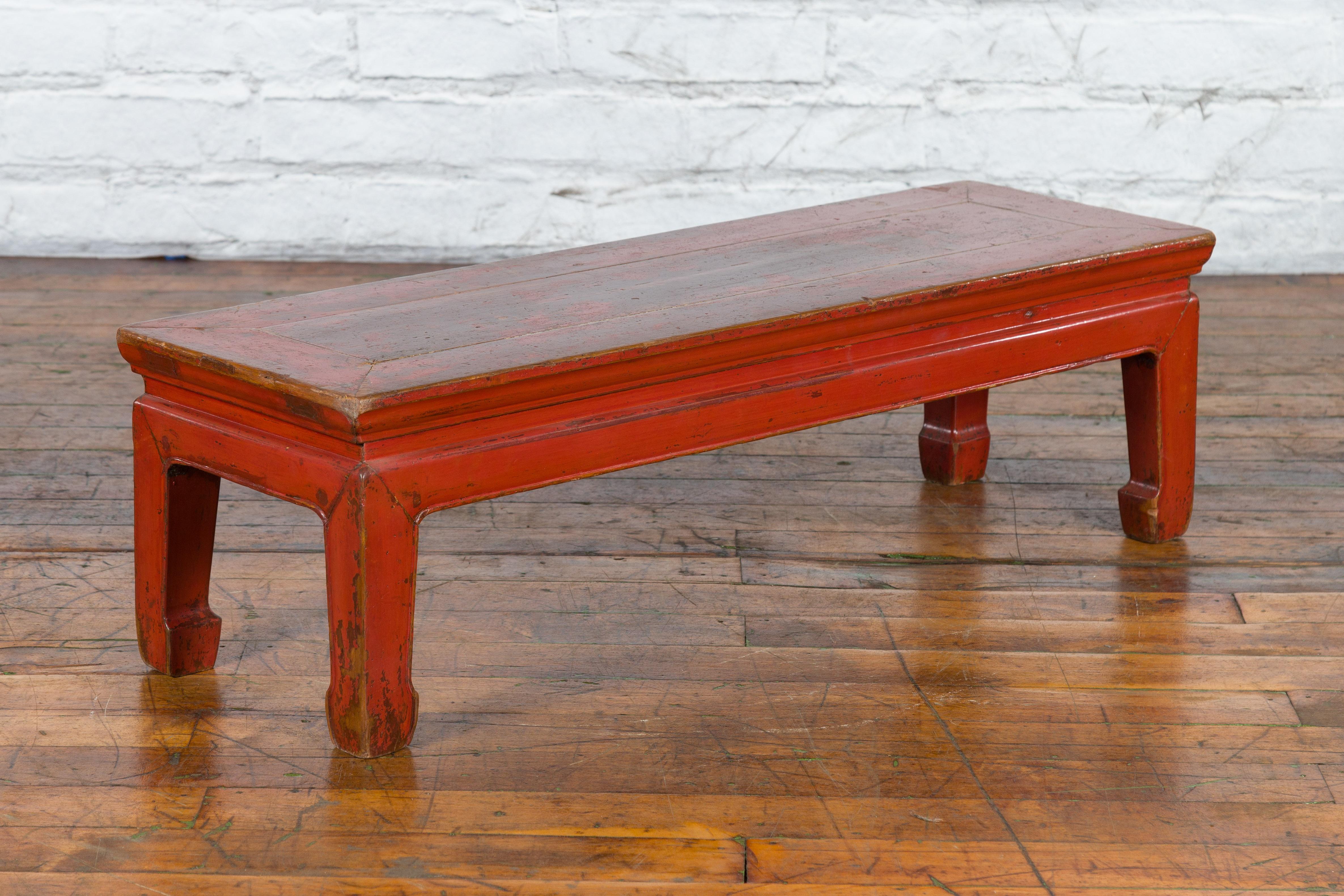 Chinese Ming Dynasty Style Early 20th Century Red Lacquered Low Table 2