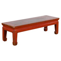 Chinese Ming Dynasty Style Early 20th Century Red Lacquered Low Table