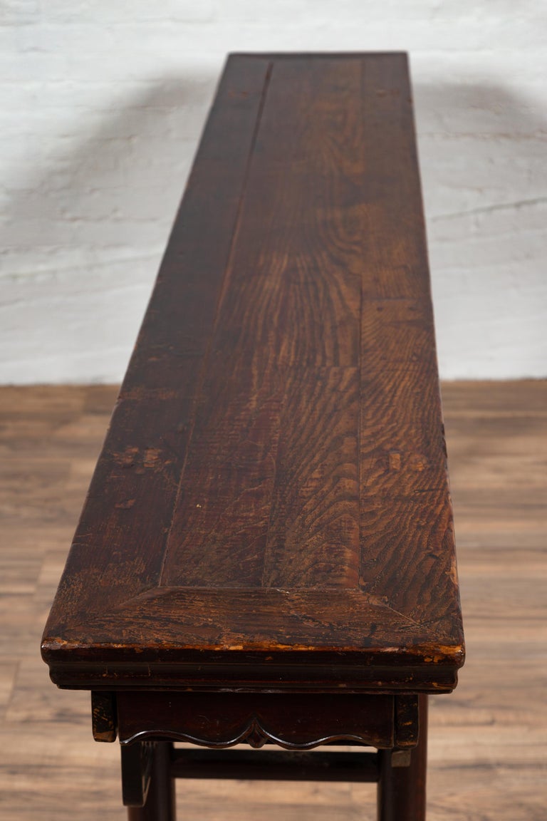 Chinese Ming Dynasty Style Elm Altar Console Table with ...