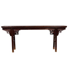Chinese Ming Dynasty Style Elm Altar Console Table with Scrolled Spandrels