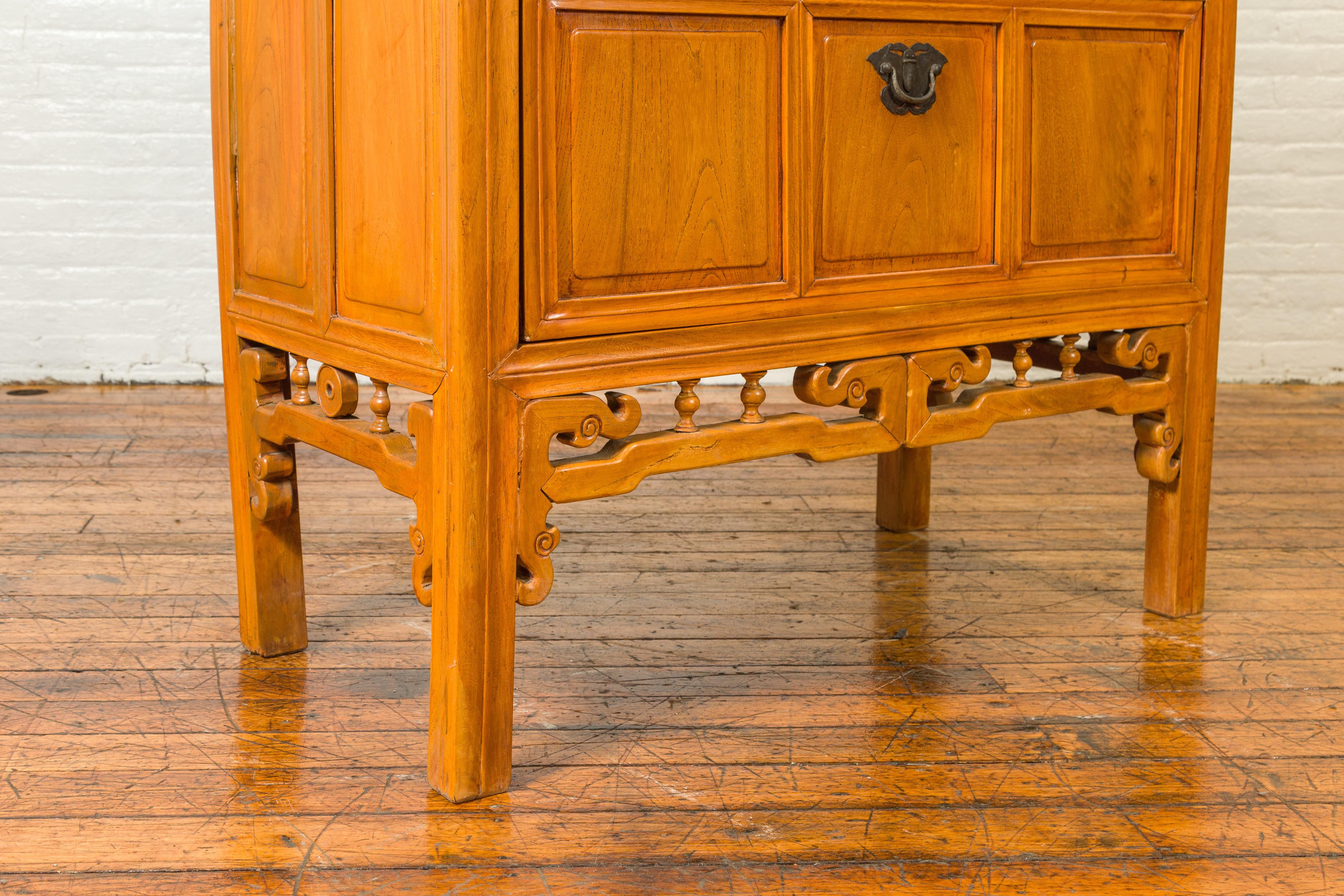 Chinese Ming Dynasty Style Elm Cabinet with Doors, Drawers and Removable Panel For Sale 4