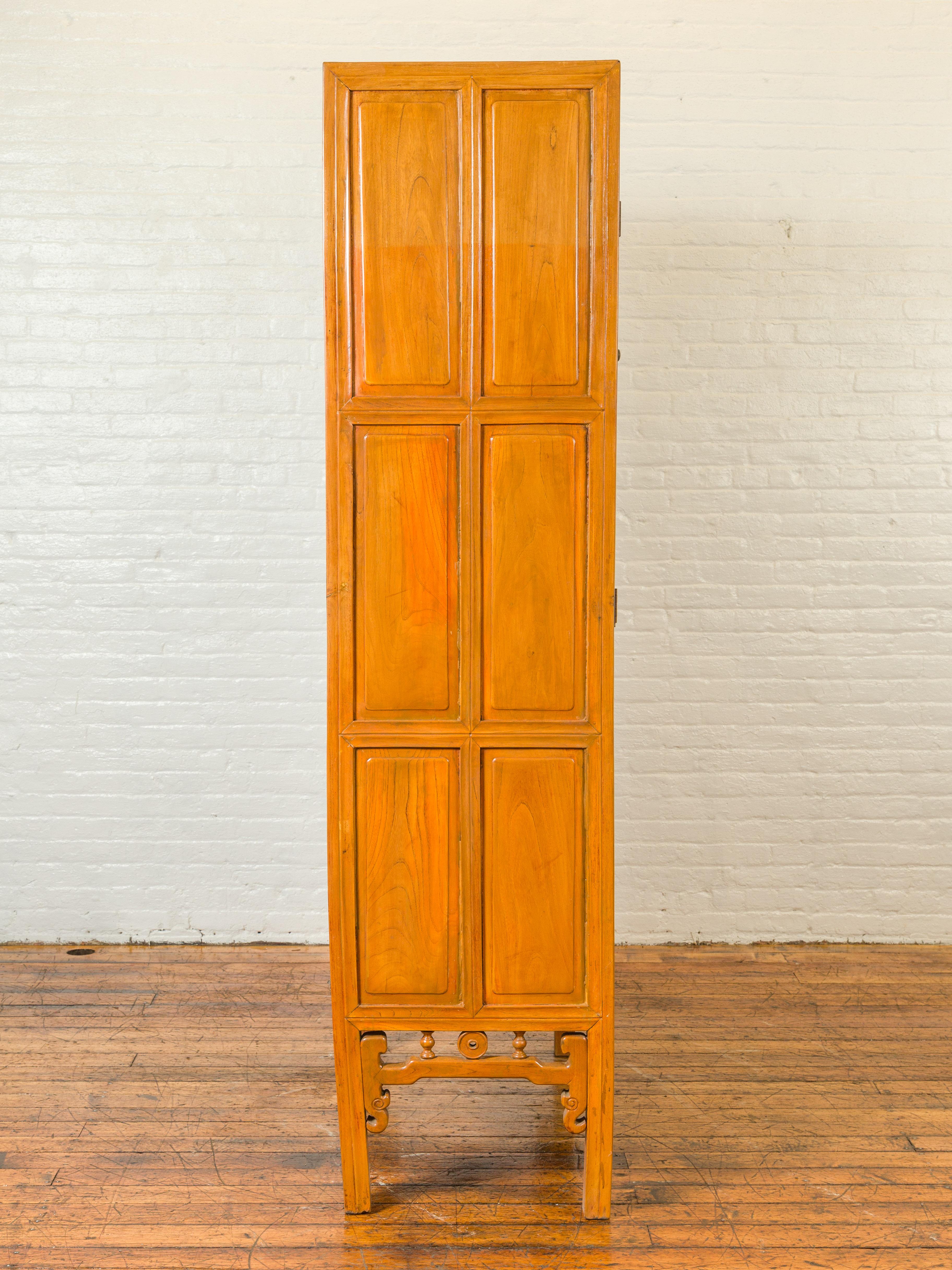 Chinese Ming Dynasty Style Elm Cabinet with Doors, Drawers and Removable Panel For Sale 5