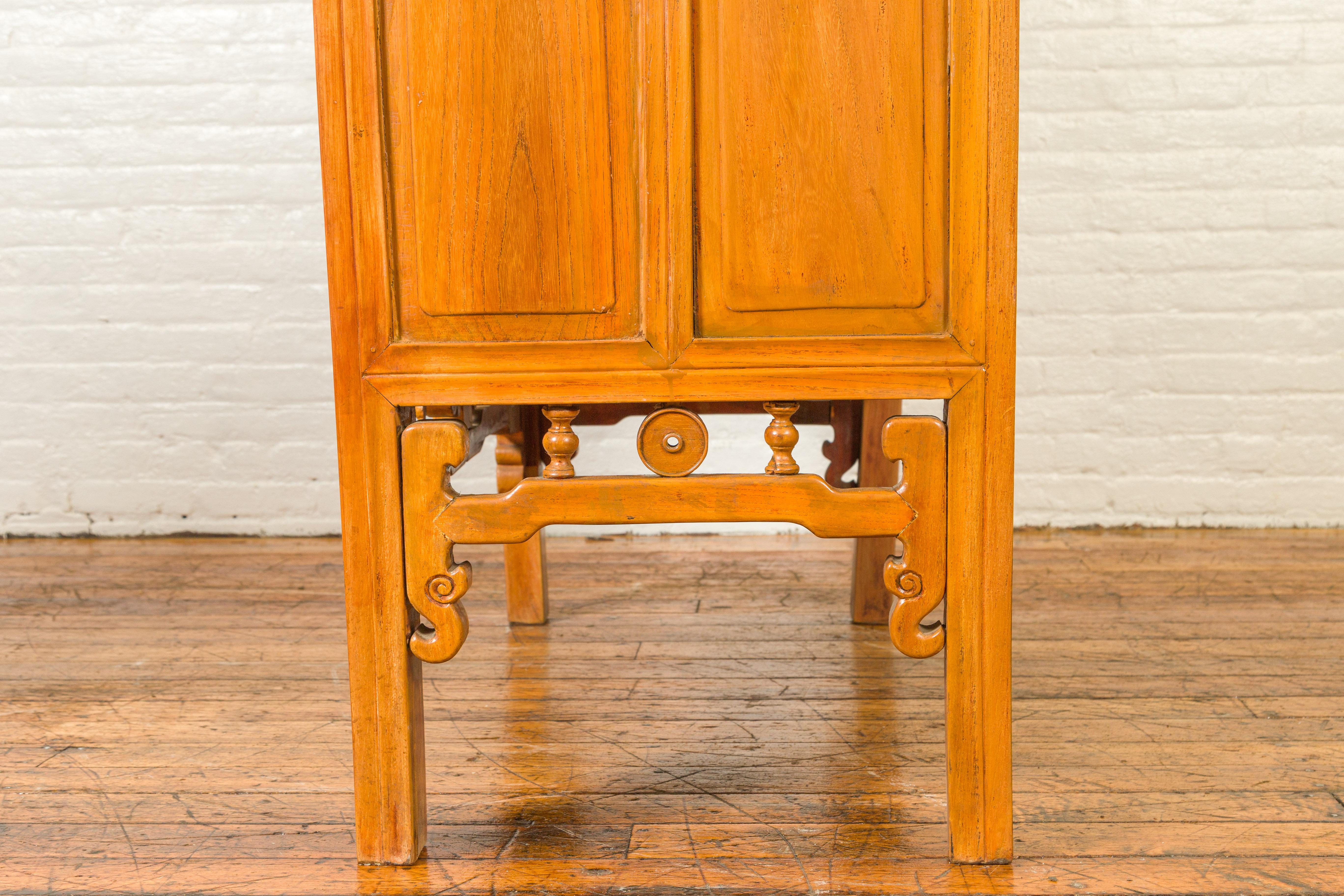 Chinese Ming Dynasty Style Elm Cabinet with Doors, Drawers and Removable Panel For Sale 8