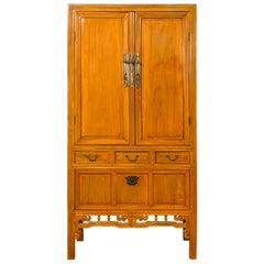 Chinese Ming Dynasty Style Elm Cabinet with Doors, Drawers and Removable Panel