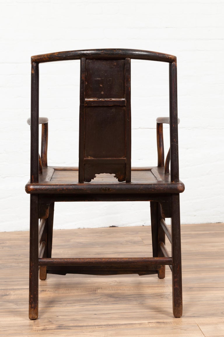 Chinese Ming Dynasty Style Elm Wedding Chair with Curving Back and Carved Splat For Sale 15