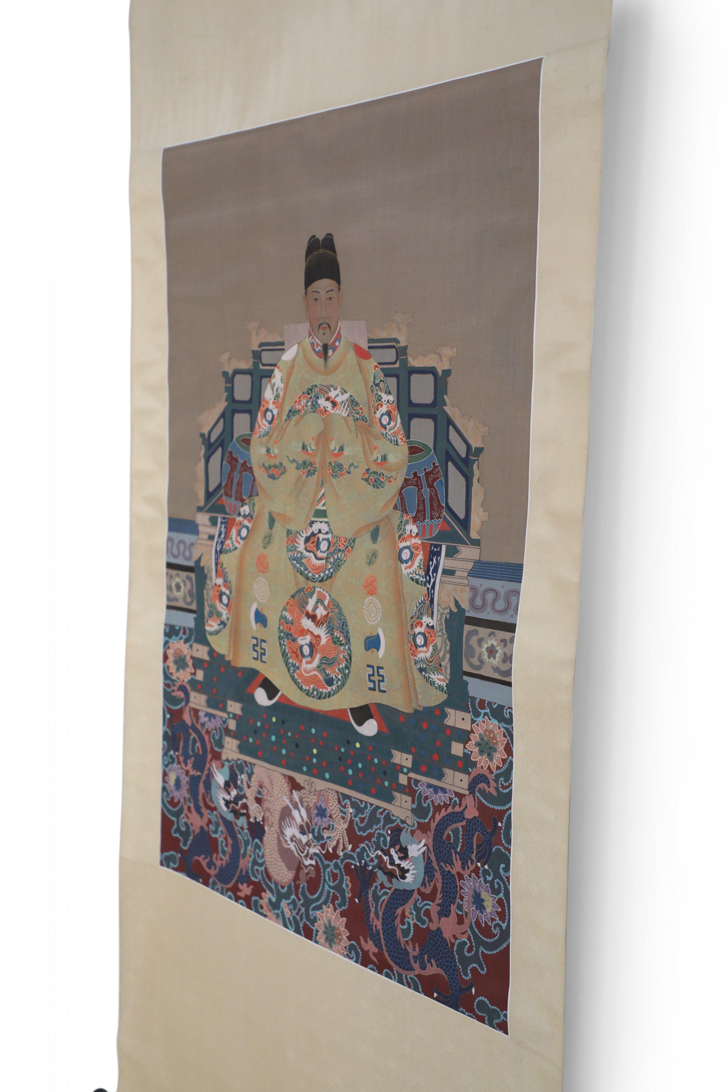 Chinese Ming Dynasty Style Paper and Silk King Portrait Hanging Scrolls For Sale 3