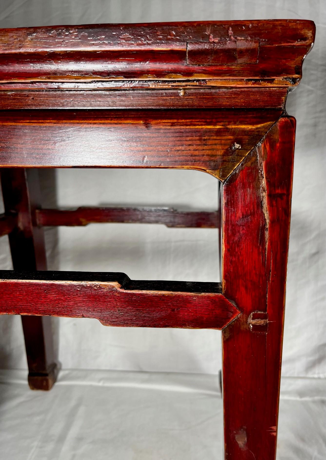 Chinese Ming Dynasty Style Side Table with Humpback Stretcher For Sale 8