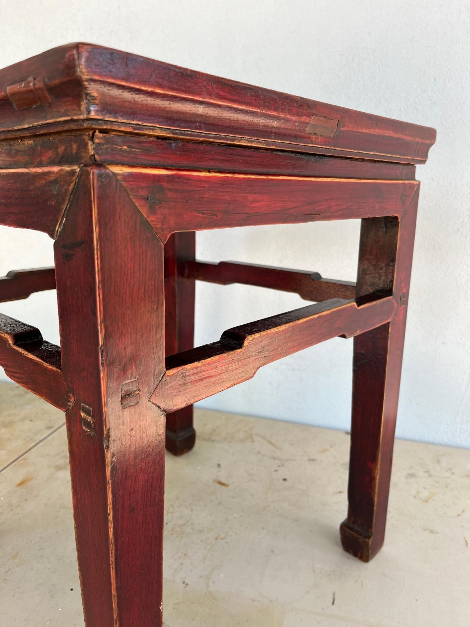 19th Century Chinese Ming Dynasty Style Side Table with Humpback Stretcher For Sale